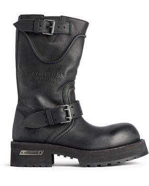 Balenciaga Venom Worn-Out Leather Boots - Black
