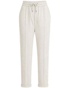 Brunello Cucinelli Lightweight Stretch Cotton Fleece Track Pants With Embellishment - White