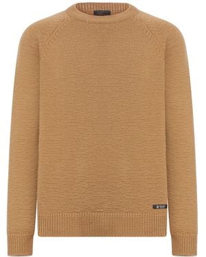 Prada Crew Neck Sweater In Virgin Wool - Brown