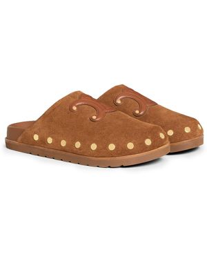 サンダル・ミュール Celine Brown Pitea Clogs Celine Pitea Clogs in Brown | Lyst