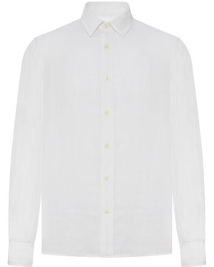 120% Lino Regular Fit Linen Shirt - White