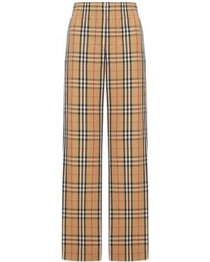 Burberry Check Cotton Pants - Natural