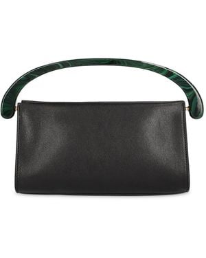 Dries Van Noten Borsa piccola in pelle liscia con manico in resina - Nero