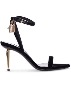 Tom Ford Velvet Sandal With Strap And Metallic Heel - White