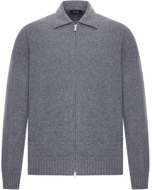 Nome G Cashmere Jacket With Zip - Gray