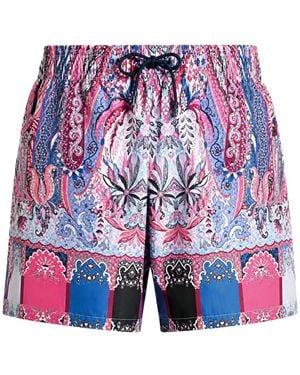 Etro Swimsuit With Placed Floral Paisley Print - Blue