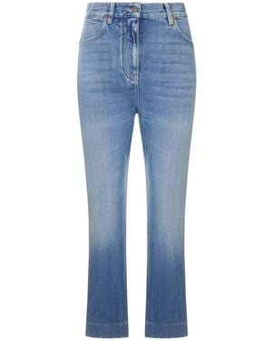 Valentino Garavani Light Wash Denim Flared Leg Cropped Jeans - Blue