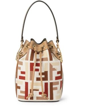Fendi Mon Tresor Mini Canvas Bag With Ff Embroidery - White