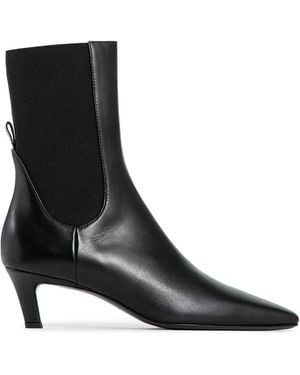 TOTEME Leather Mid-Heel Boots - Black