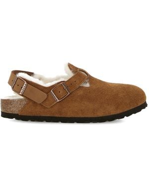 Birkenstock Tokio In Lamb Fur - Brown