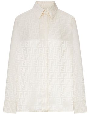 Fendi Ff Silk Crepe Shirt - White