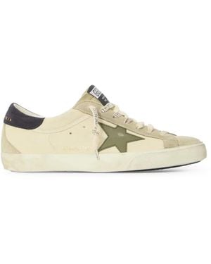 Golden Goose Super-star Leather Trainers With Suede Inserts - White