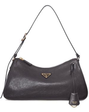 Prada Aimée Leather Shoulder Bag - Gray