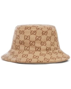 Gucci Gg Jacquard Wool Bob Hat - Natural