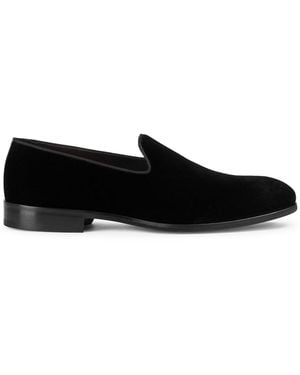 Doucal's Velvet Loafer-Style Slipper - Black
