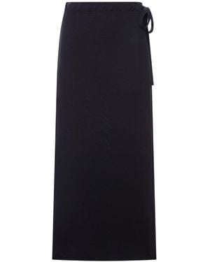 TOTEME Long Cotton And Silk Wrap Skirt - Blue