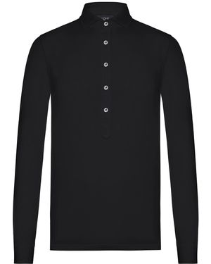Nome Long Sleeved Polo Shirt In Cotton Piquet - Black