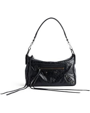 Balenciaga Le city moto mini in pelle di agnello arena nera con finiture ottone - Nero
