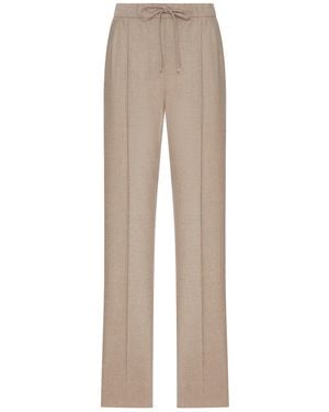 Max Mara Cashmere Foulé Pants - Natural