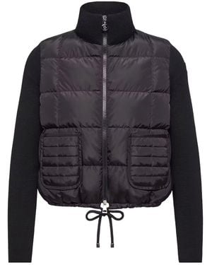 Moncler Padded Wool Zip-Up Cardigan With Check Quilting - Blue