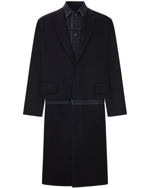 Sacai Cappotto a pannelli con inserto denim - Blu