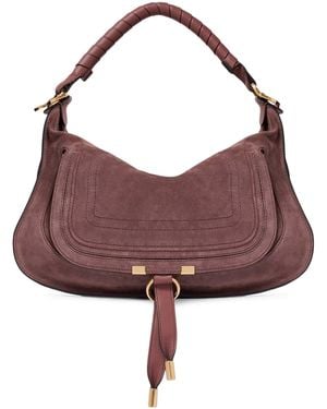 Chloé Borsa a spalla marcie piccola in pelle scamosciata - Marrone