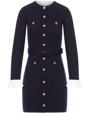Self-Portrait Mini Knitted Dress - Blue