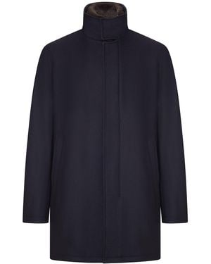 Herno Cappotto con collo alto e interno a contrasto - Blu