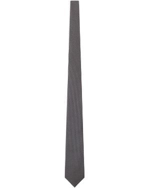 Tom Ford Silk Tie With Geometric Micro-Motif - White