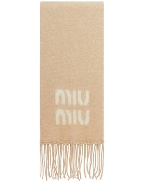 Miu Miu Sciarpa con logo - Neutro