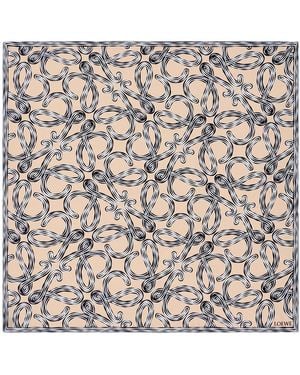 Loewe Silk Scarf With All-over Anagram Print - Metallic