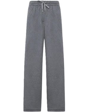 Brunello Cucinelli Wide Leg Pants With Drawstring - Gray