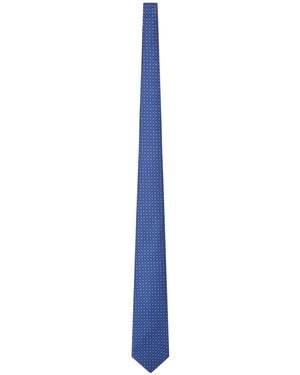 Kiton Cravatta in tessuto con micro motivo geometrico - Blu