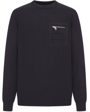 Fendi Pullover girocollo in lana - Blu