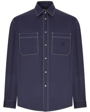 Fendi Cotton Shirt With Contrasting Stitching - Blue