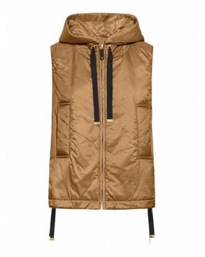 Max Mara Padded Vest With Hood - Natural