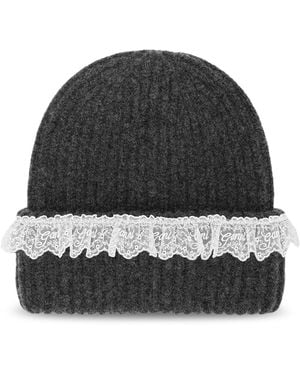 Ganni Cappello in lana lavorata a punto traforato - Nero
