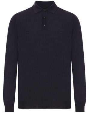 Zanone Slim Fit Wool Polo - Blue