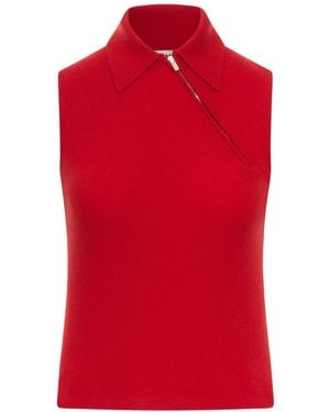 Miu Miu Polo smanicata in cashmere - Rosso