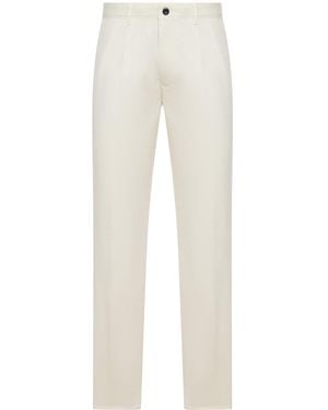Incotex Straight Leg Tailored Cotton Trousers - White