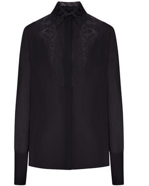 Fendi Camicia in georgette con inserti in pizzo - Nero