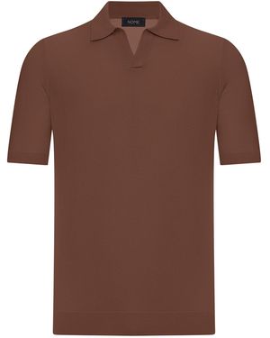Nome G Silk V-neck Polo Shirt - Brown