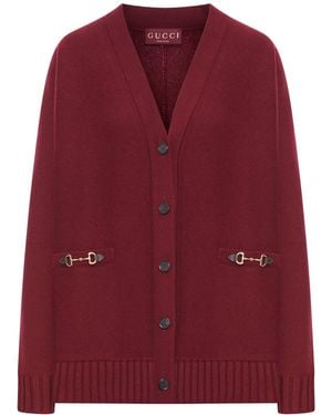 Gucci Cardigan in lana con morsetti dorati - Rosso