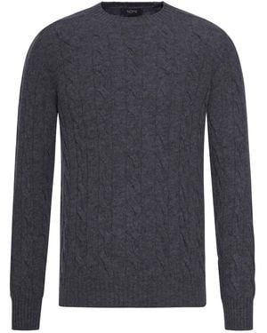 Nome G Shetland Wool Cable-Knit Crewneck - Blue