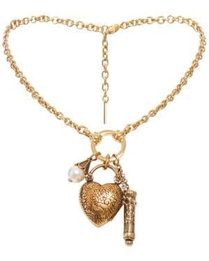 Chloé Collana vintage gold con ciondoli pendenti - Bianco