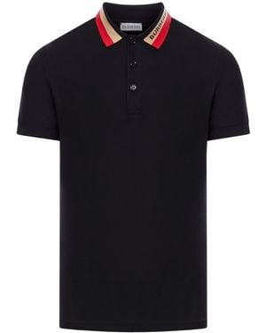 Burberry Polo With Contrast Collar - Black