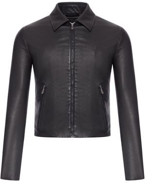 Gucci Washed Stretch Nappa Leather Jacket - Blue