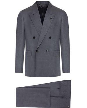 Lardini Tailored Double-Breasted Suit - Blue