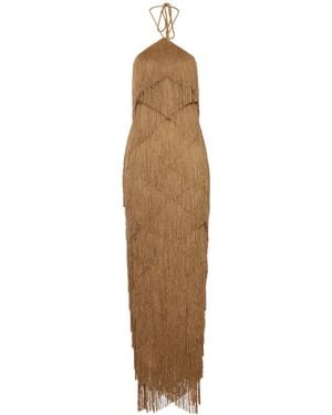 Bless Abito lungo halter con frange - Neutro