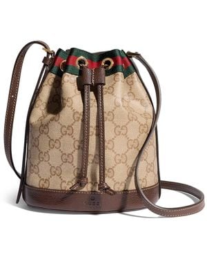 Gucci Mini Bucket Bag With Web Ribbon - Brown